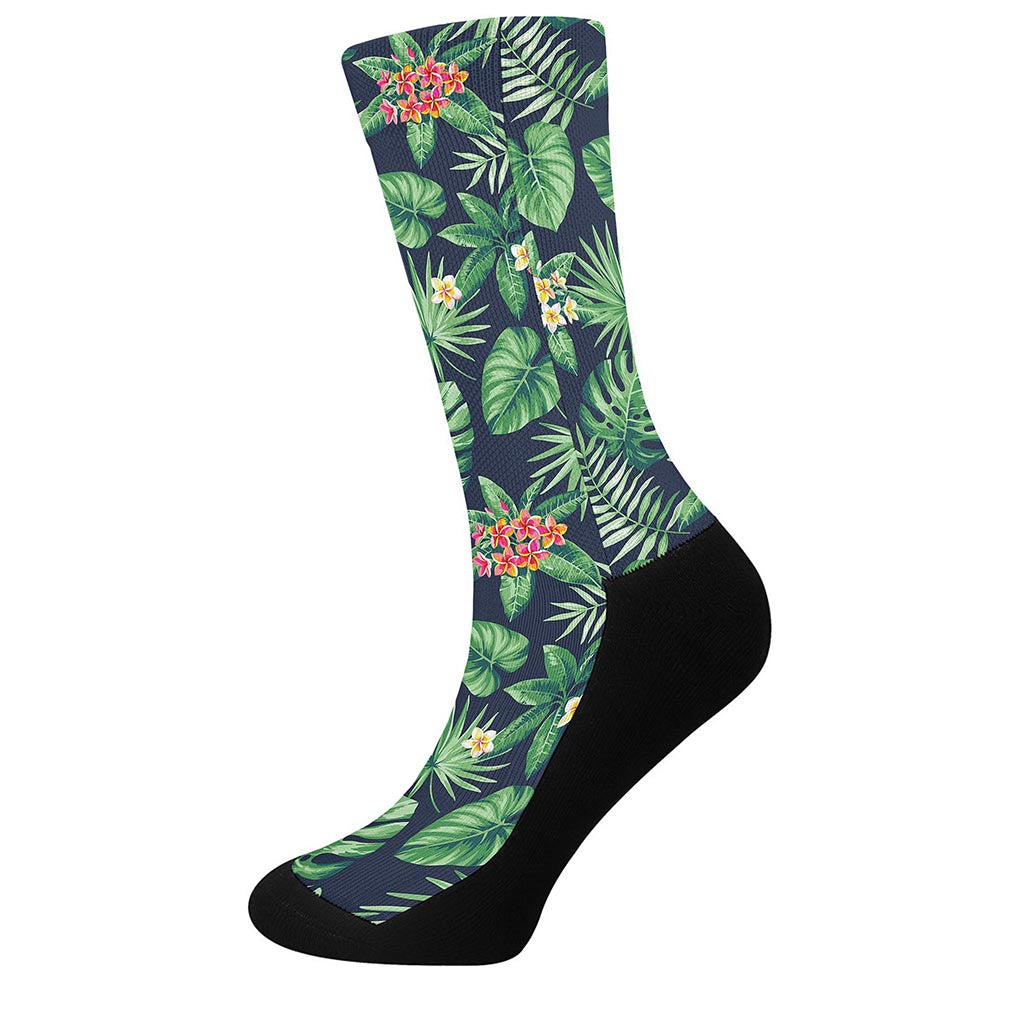 Hawaiian Tropical Leaves Pattern Print Crew Socks