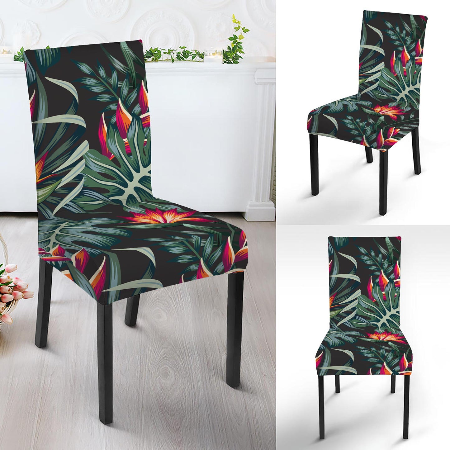 Hawaiian Tropical Plants Pattern Print Dining Chair Slipcover