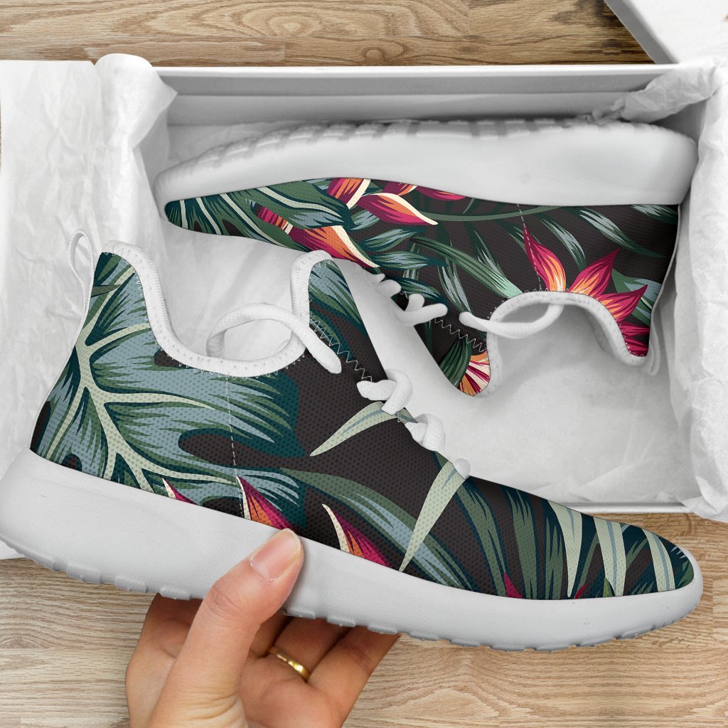 Hawaiian Tropical Plants Pattern Print Mesh Knit Shoes GearFrost