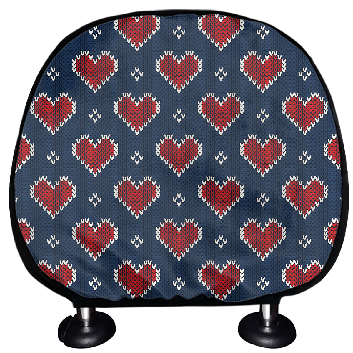 Heart Knitted Pattern Print Car Headrest Covers