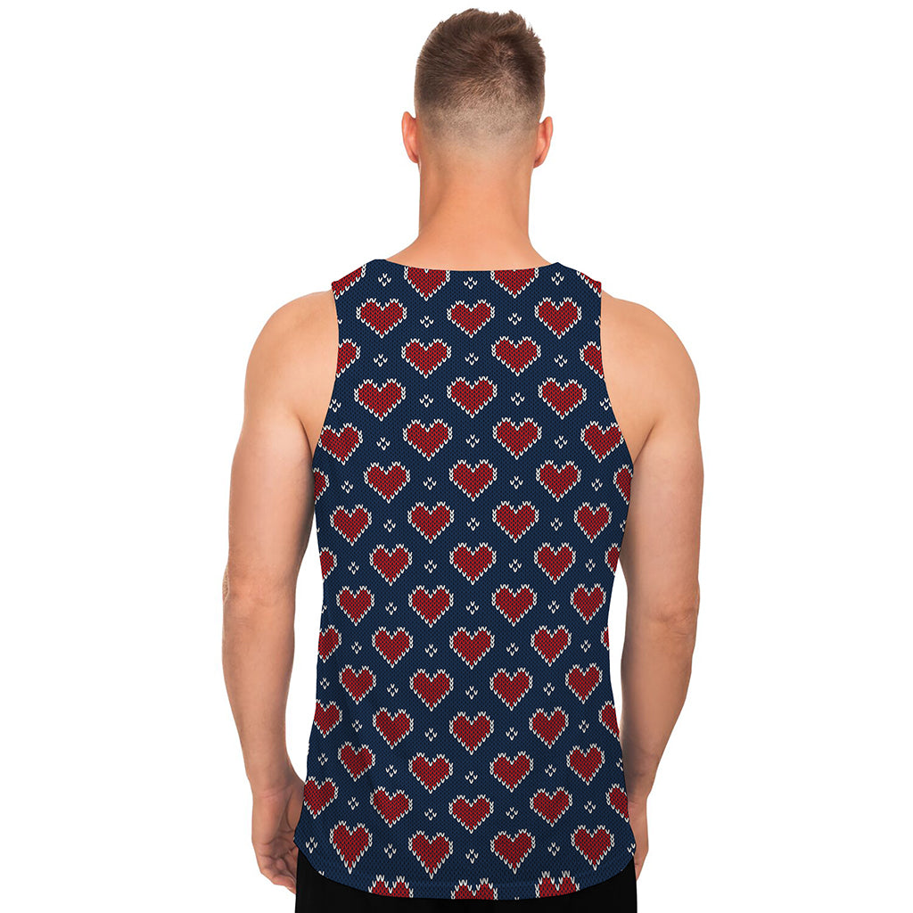 Heart Knitted Pattern Print Men's Tank Top