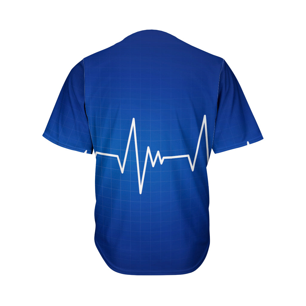 Heartbeat Cardiogram Print Men's Baseball Jersey