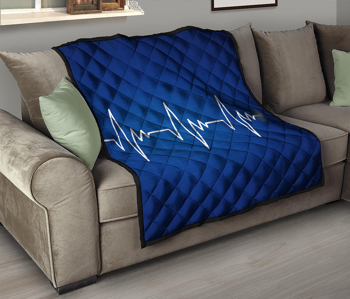 Heartbeat Cardiogram Print Quilt