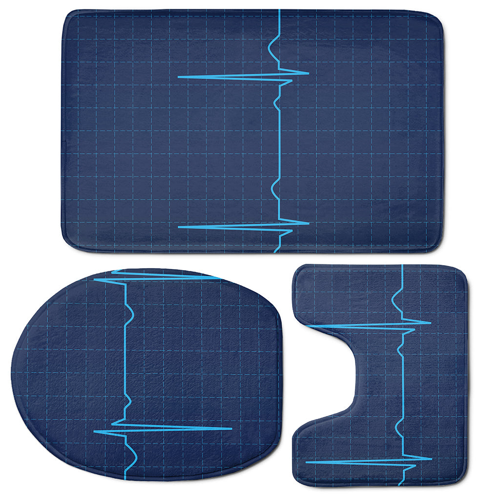Heartbeat Electrocardiogram Print 3 Piece Bath Mat Set