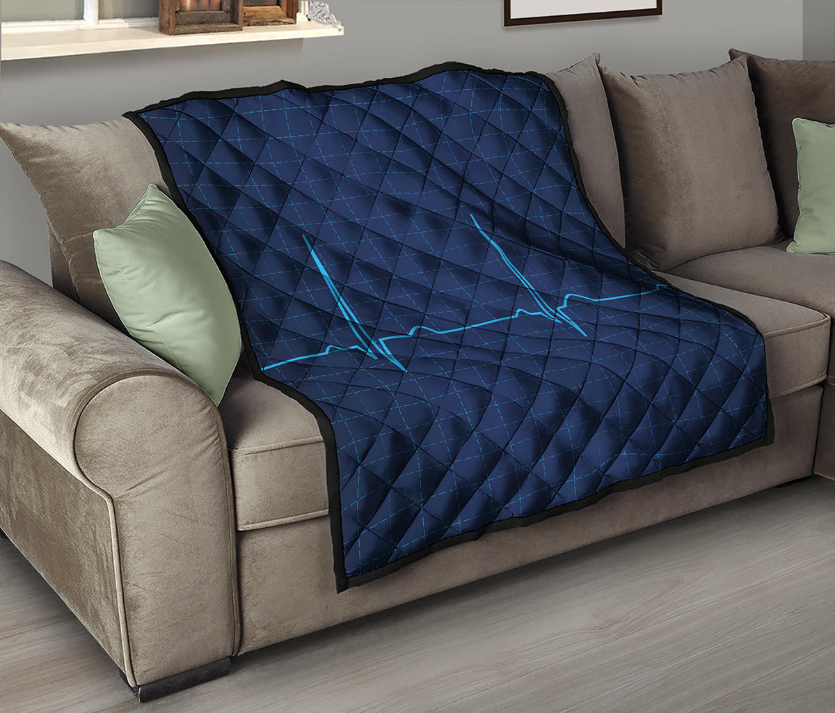 Heartbeat Electrocardiogram Print Quilt