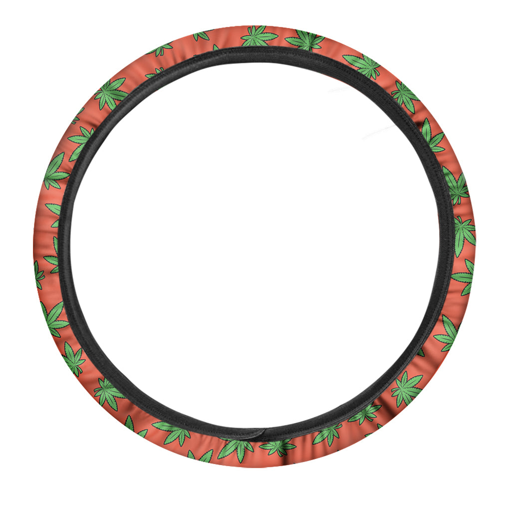 Hemp Leaf Pattern Print Car Steering Wheel Cover