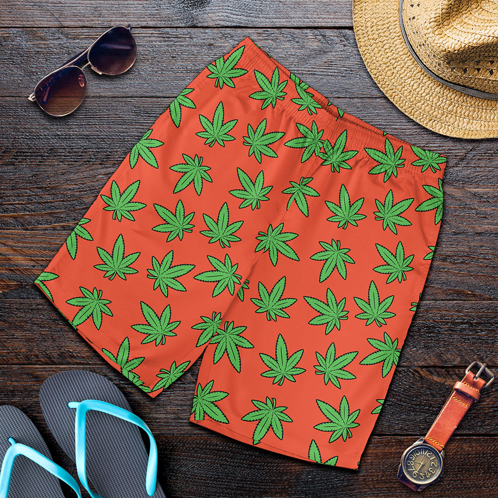 Hemp Leaf Pattern Print Men's Shorts