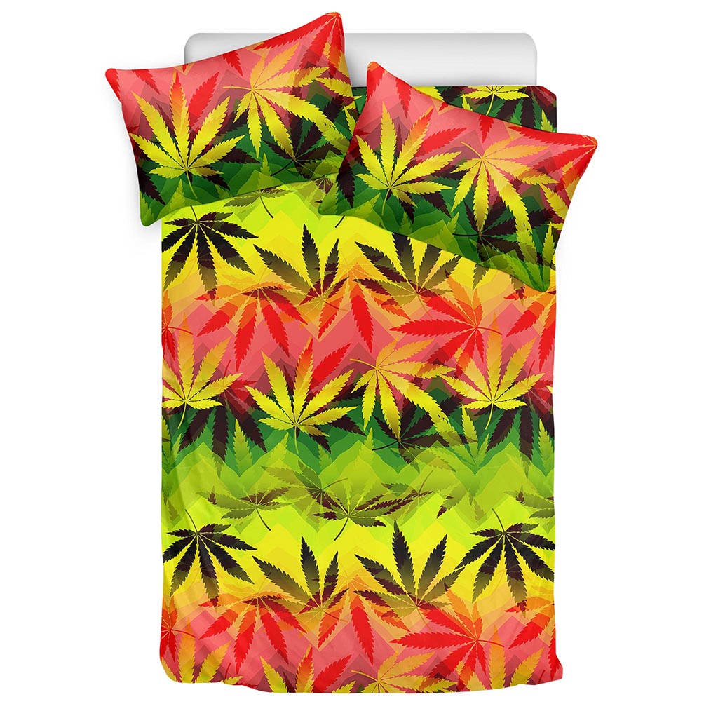 Hemp Leaf Reggae Pattern Print Duvet Cover Bedding Set