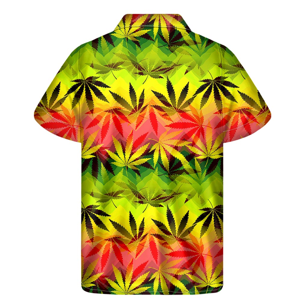 Hemp Leaf Reggae Pattern Print Men's Short Sleeve Shirt