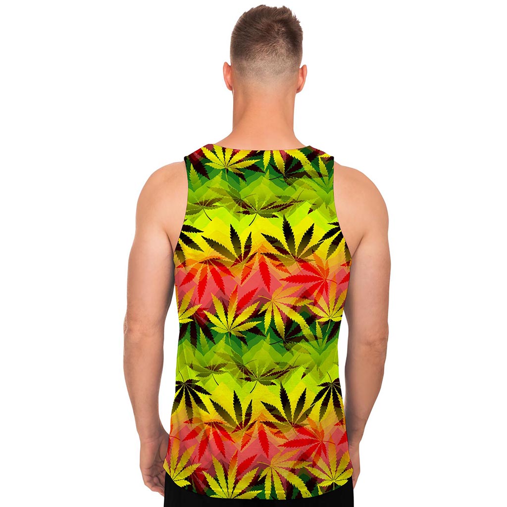 Hemp Leaf Reggae Pattern Print Men's Tank Top
