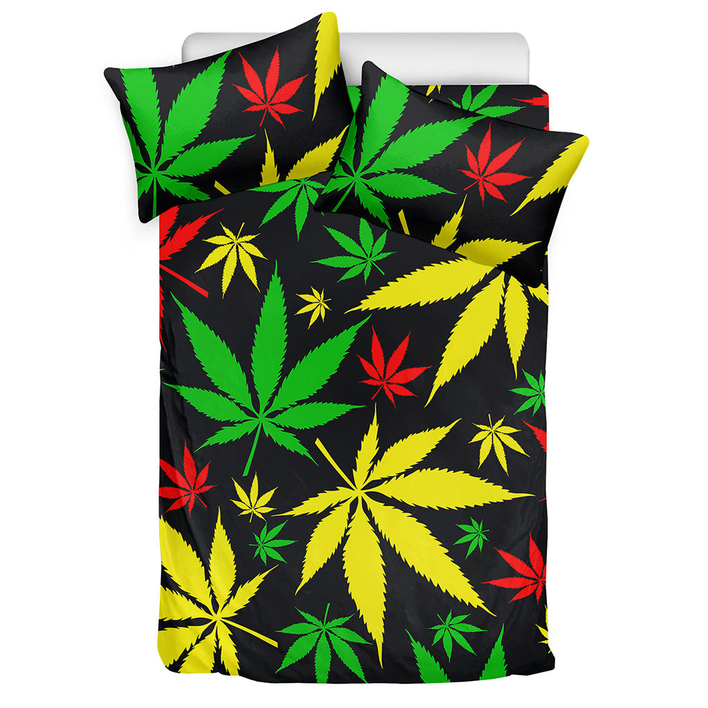 Hemp Leaves Reggae Pattern Print Duvet Cover Bedding Set