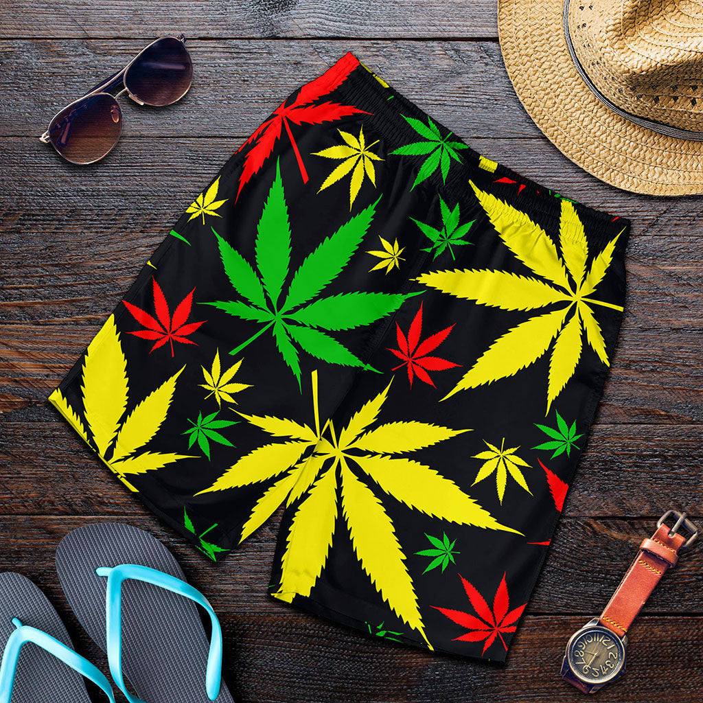 Hemp Leaves Reggae Pattern Print Men's Shorts