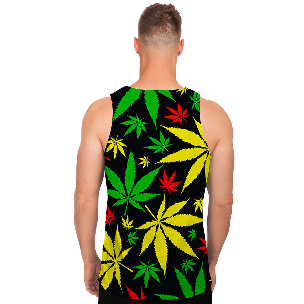 Hemp Leaves Reggae Pattern Print Men's Tank Top