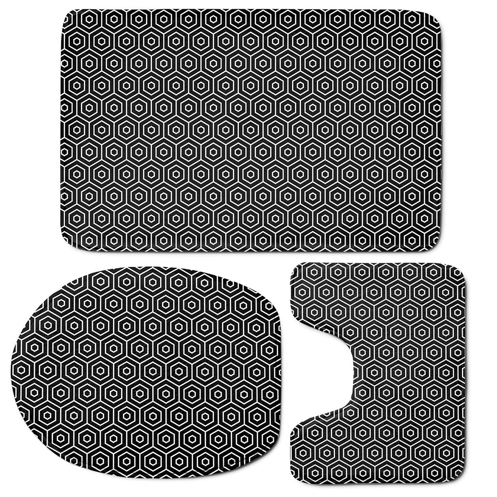 Hexagon Geometric Pattern Print 3 Piece Bath Mat Set