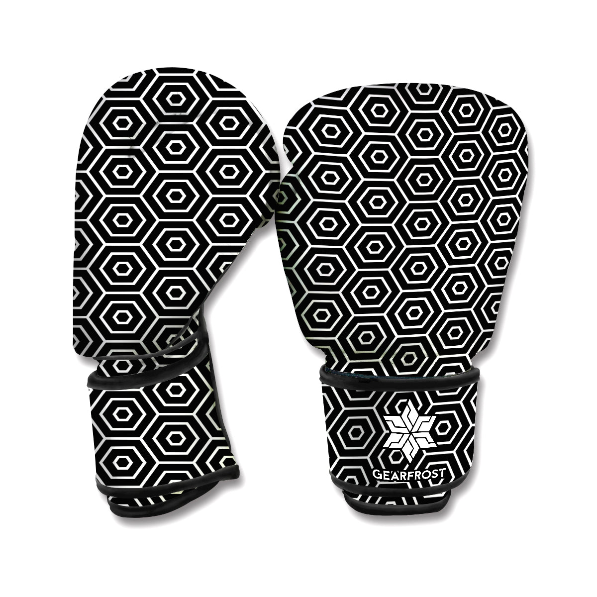 Hexagon Geometric Pattern Print Boxing Gloves