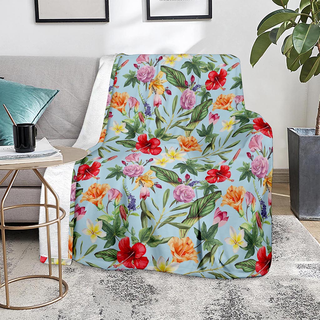 Hibiscus Flower Floral Pattern Print Blanket