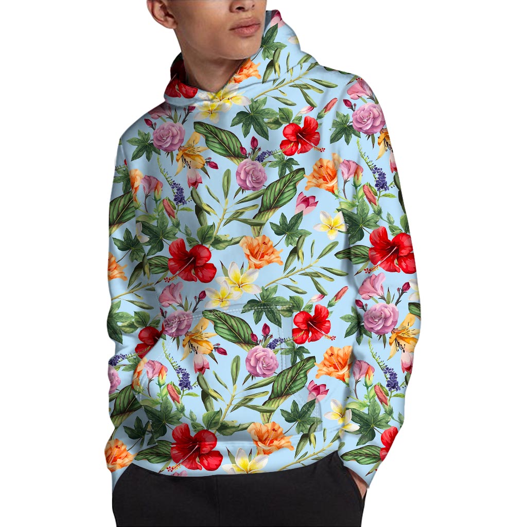 Hibiscus Flower Floral Pattern Print Pullover Hoodie