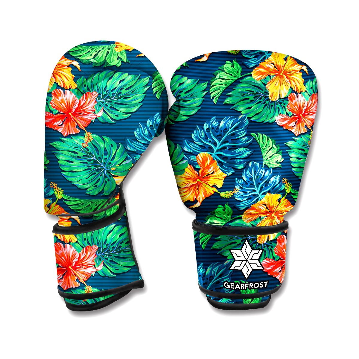 Hibiscus Monstera Hawaii Pattern Print Boxing Gloves