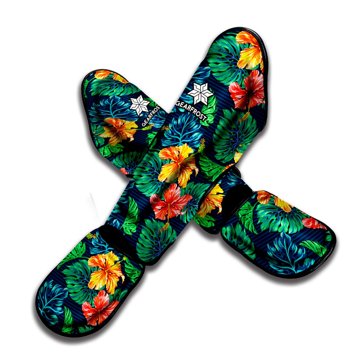Hibiscus Monstera Hawaii Pattern Print Muay Thai Shin Guard