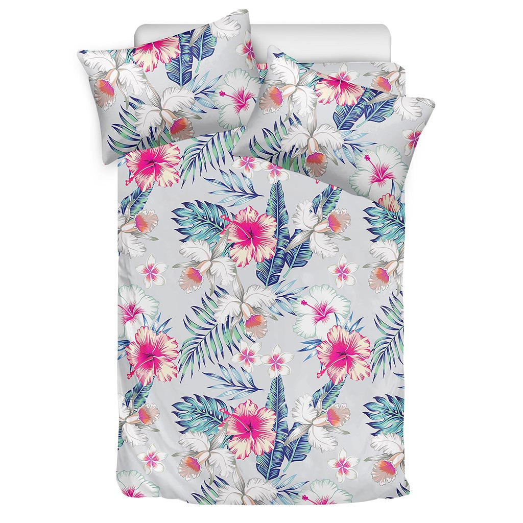 Hibiscus Orchids Hawaii Pattern Print Duvet Cover Bedding Set
