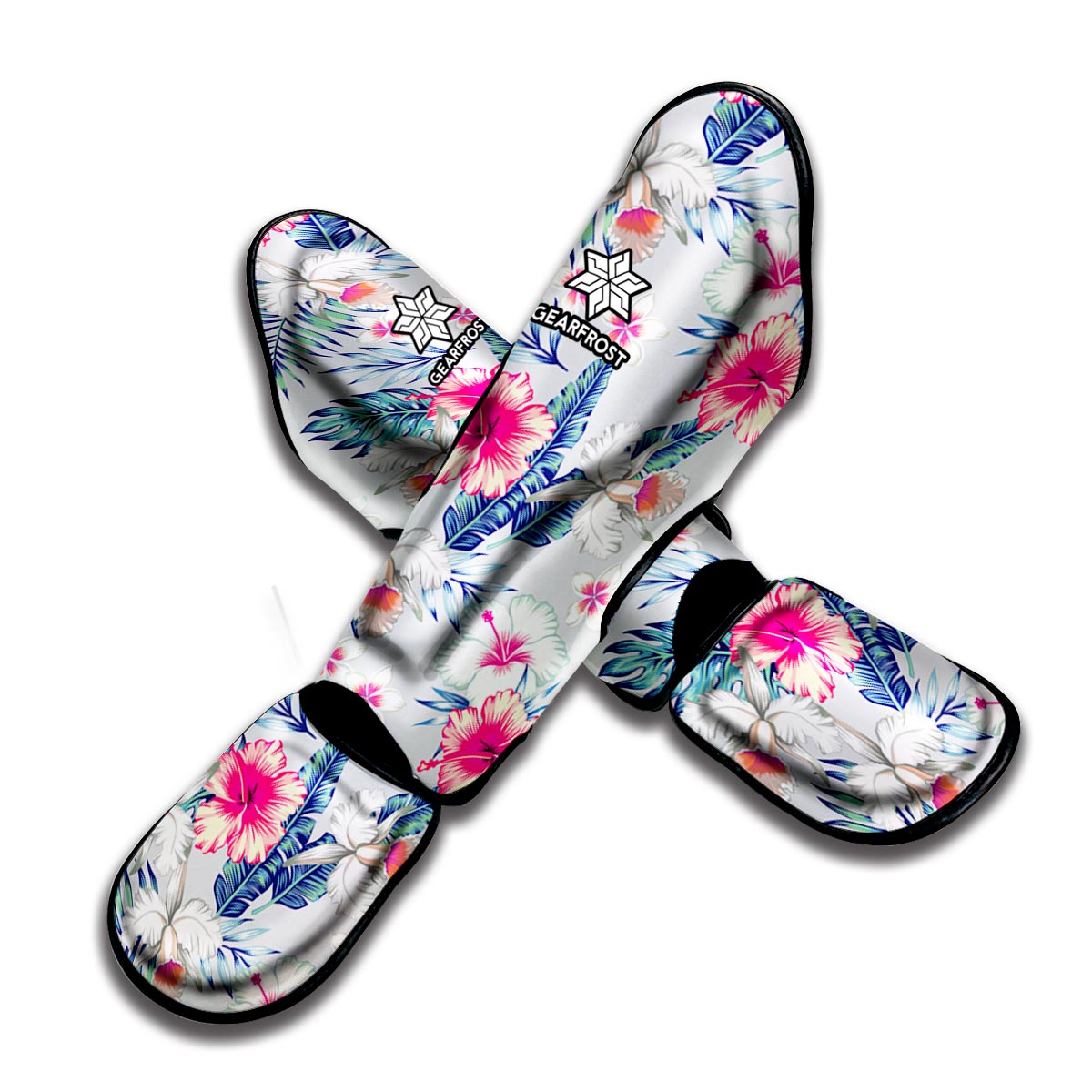 Hibiscus Orchids Hawaii Pattern Print Muay Thai Shin Guard