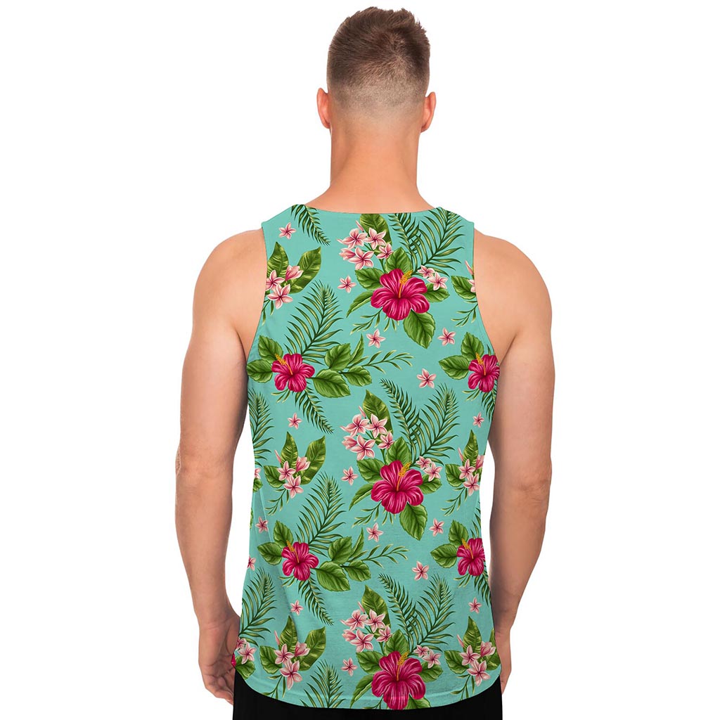 Hibiscus Plumeria Flowers Pattern Print Men's Tank Top