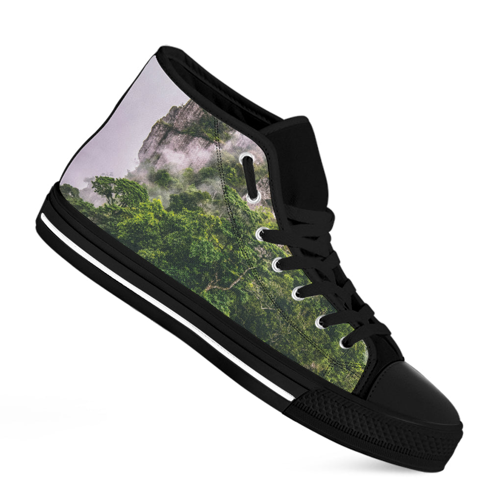 High Mountain Print Black High Top Shoes