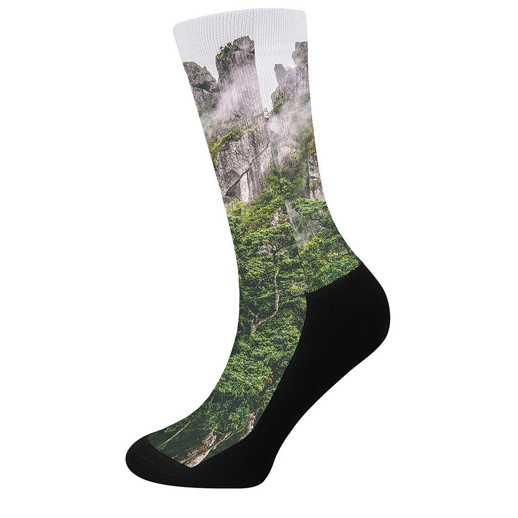 High Mountain Print Crew Socks