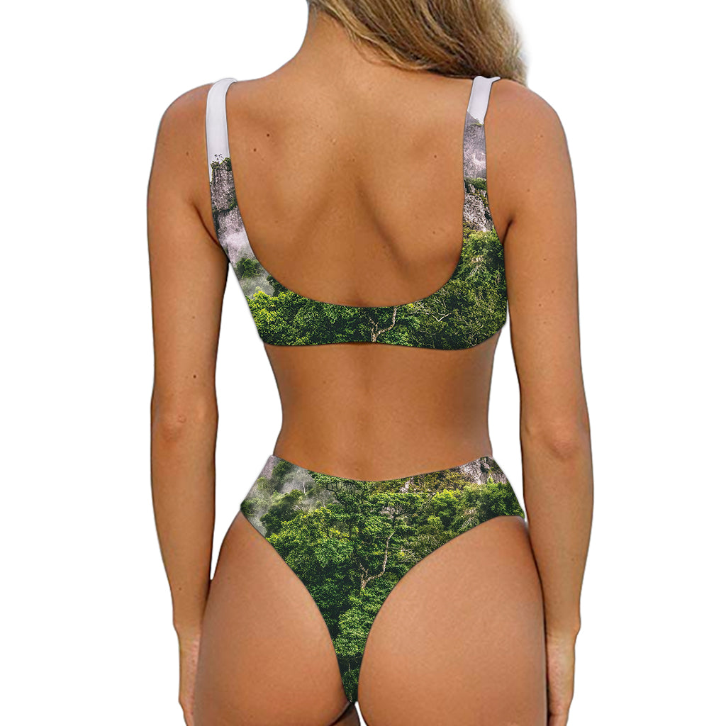 High Mountain Print Front Bow Tie Bikini