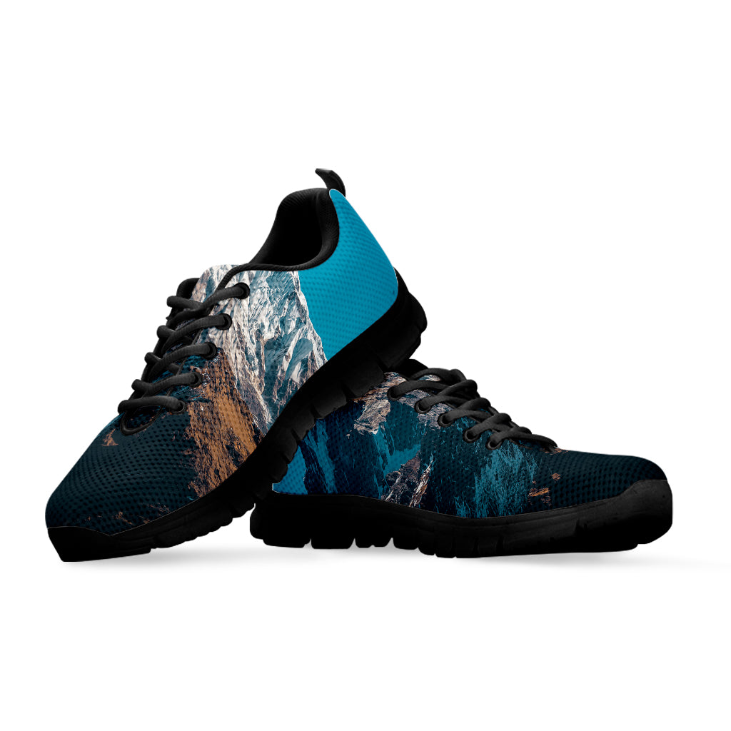 Himalaya Mountain Print Black Sneakers