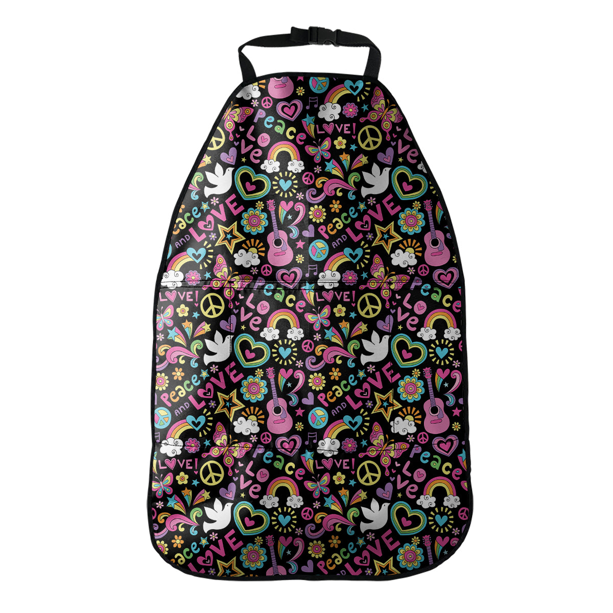 Hippie Peace Sign And Love Pattern Print Car Seat Organizers