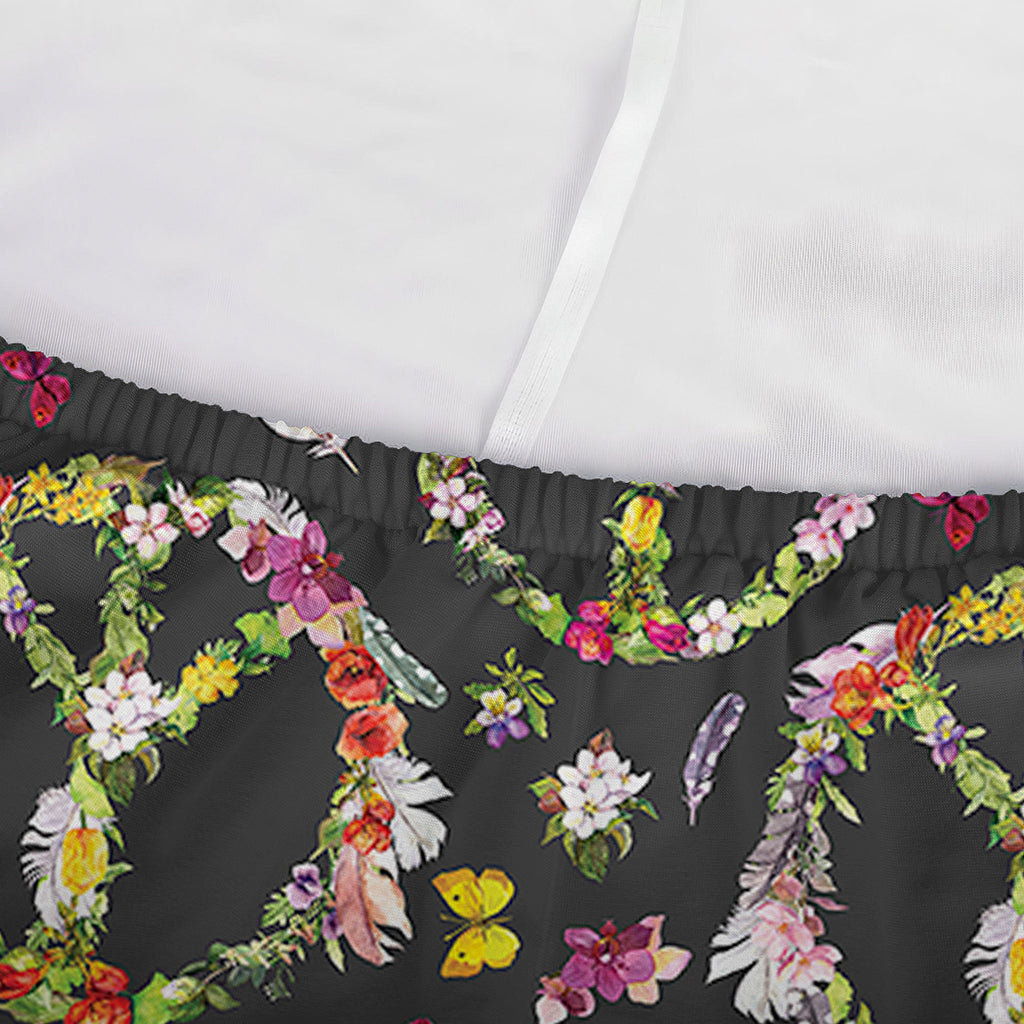 Hippie Peace Sign Flower Pattern Print Sofa Cover