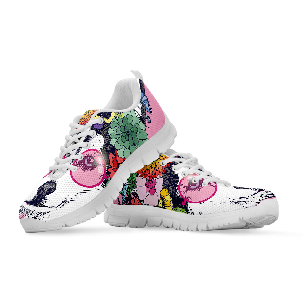 Hippie Siberian Husky Print White Sneakers