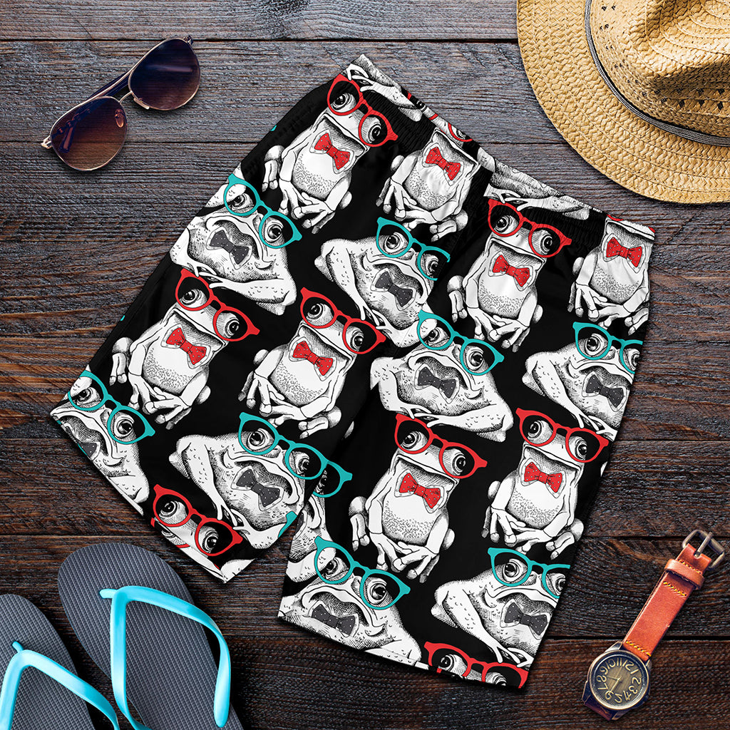 Hipster Frog Pattern Print Men's Shorts