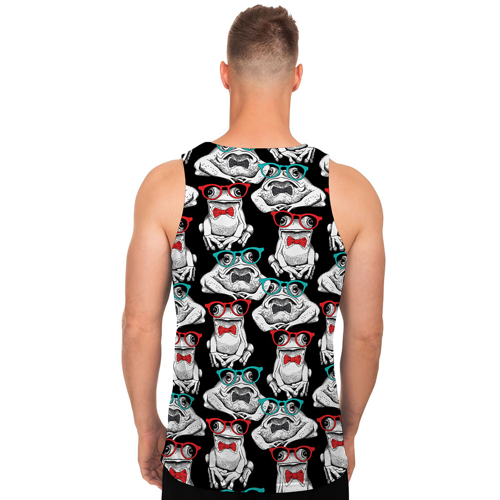 Hipster Frog Pattern Print Men's Tank Top
