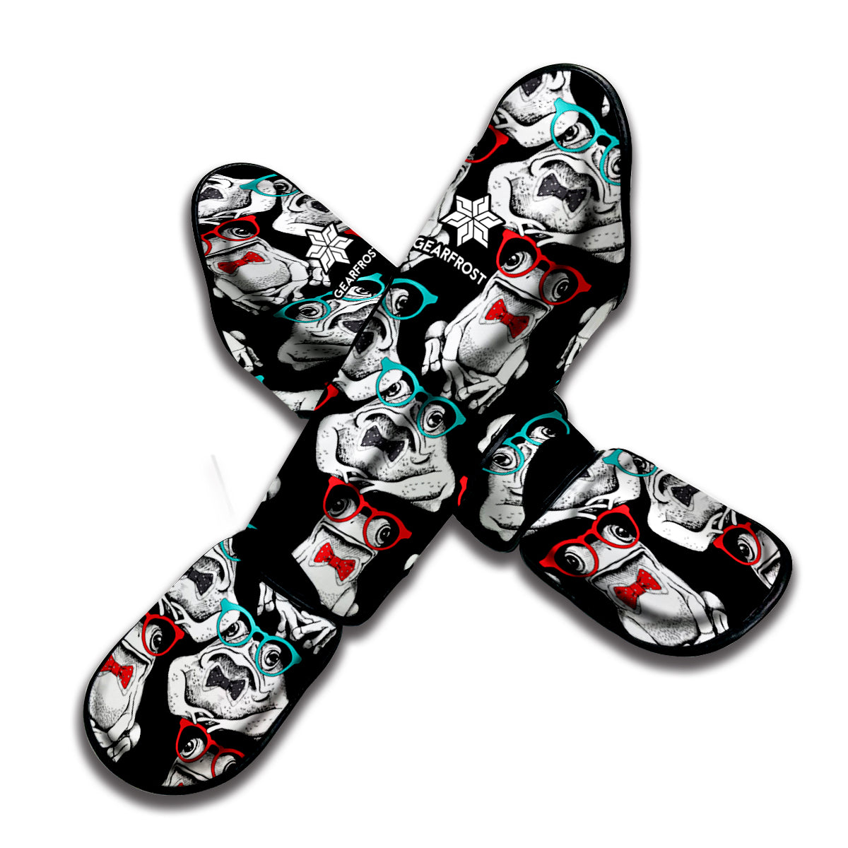 Hipster Frog Pattern Print Muay Thai Shin Guard