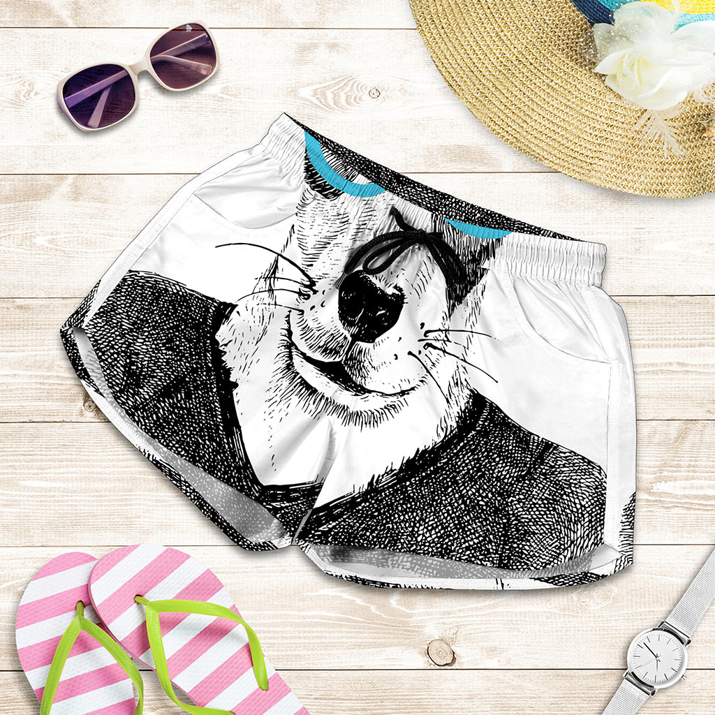 Hipster Jack Russell Terrier Print Women's Shorts