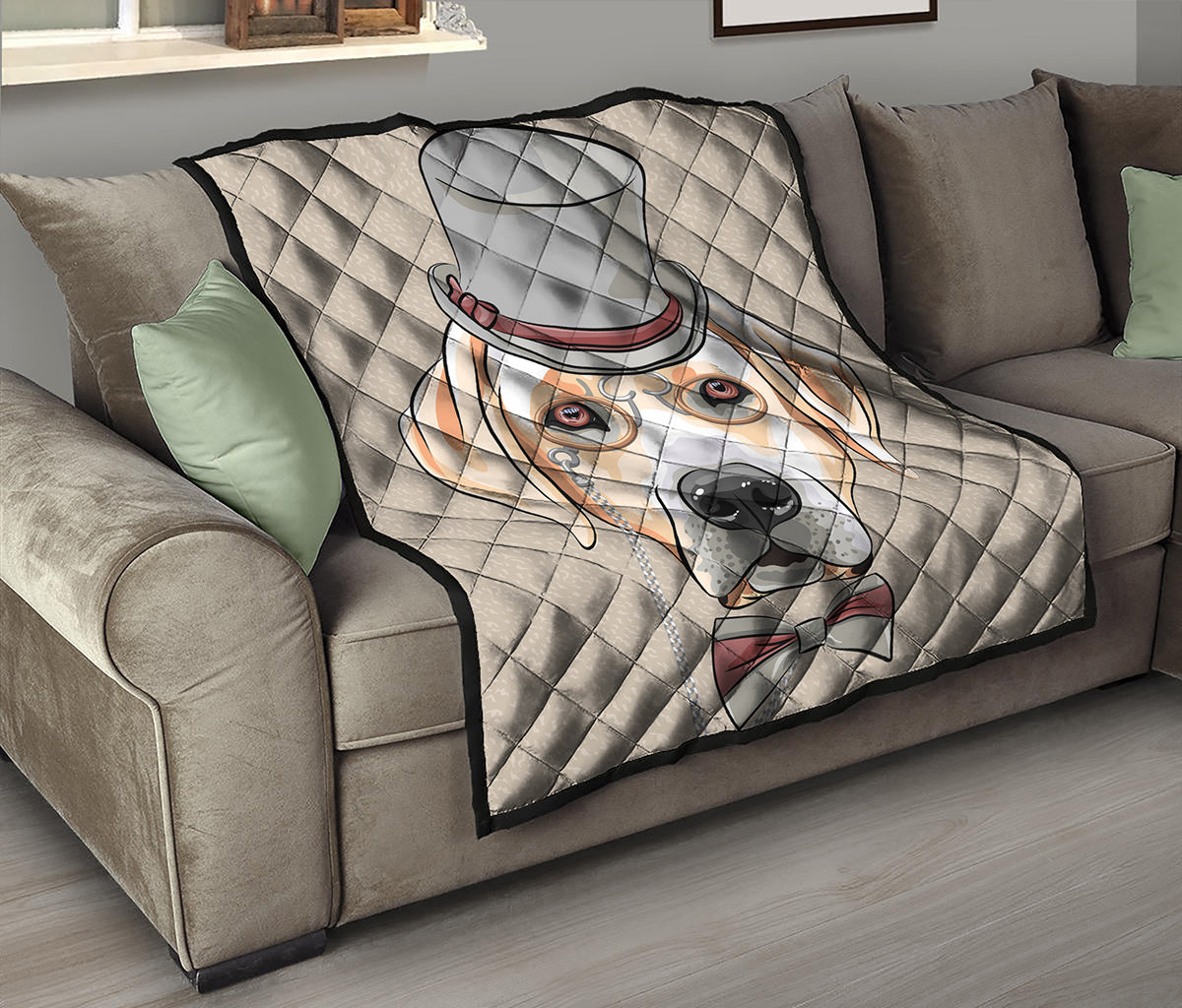 Hipster Labrador Retriever Print Quilt