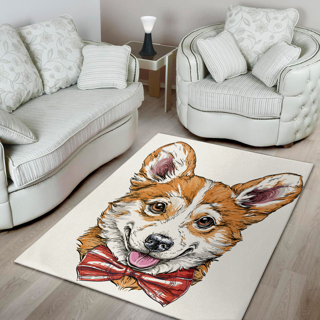 Hipster Pembroke Welsh Corgi Print Area Rug