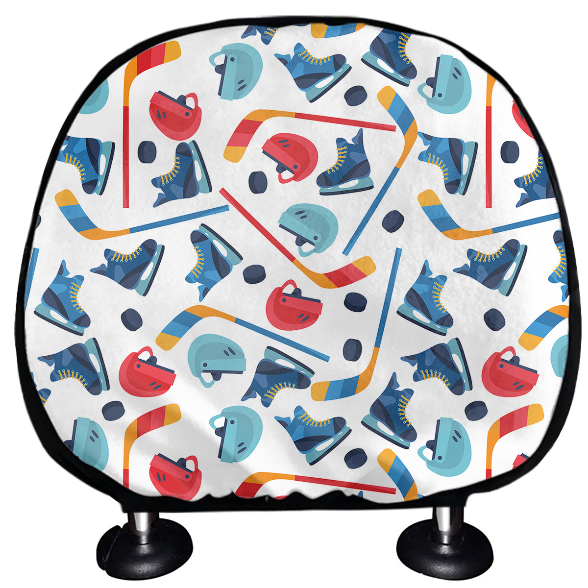 Hockey Equipment Pattern Print Car Headrest Covers