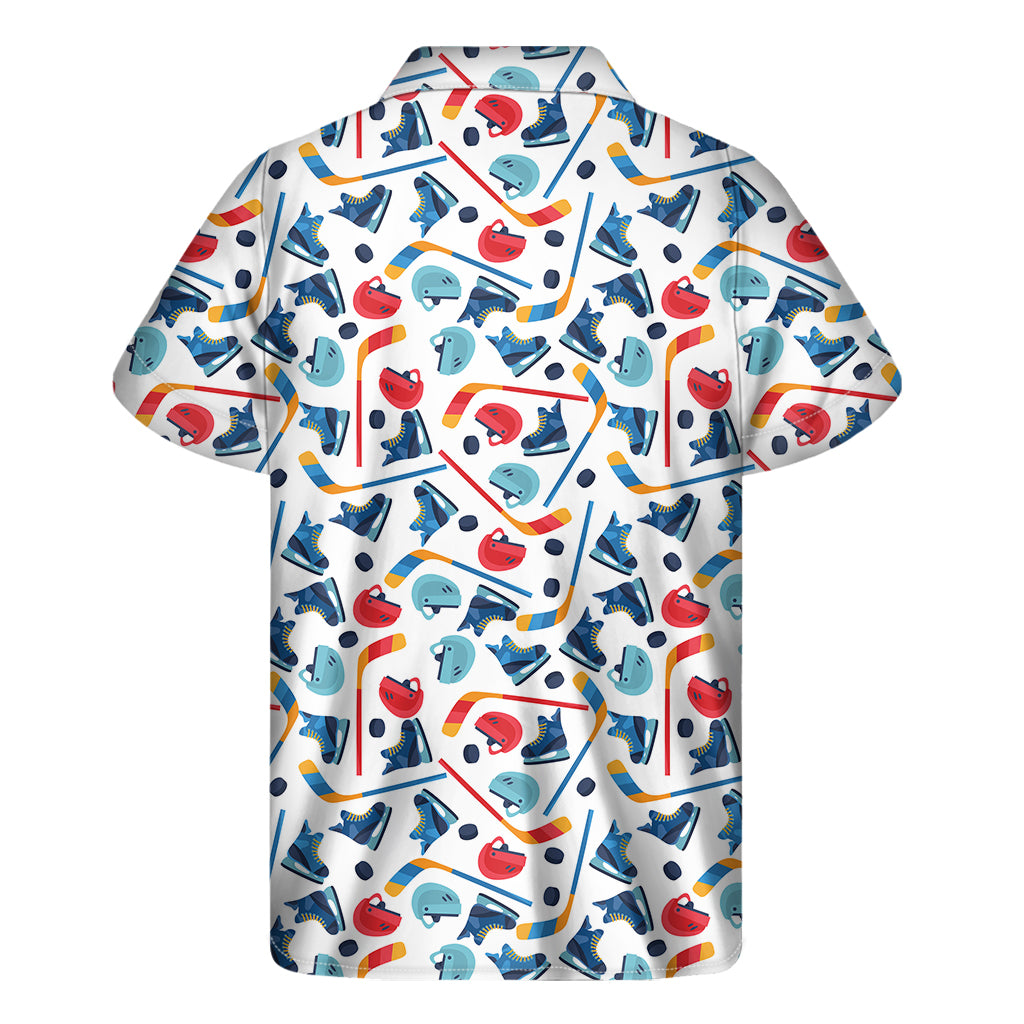 Hockey Equipment Pattern Print Men's Short Sleeve Shirt