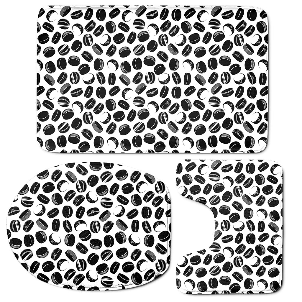 Hockey Puck Pattern Print 3 Piece Bath Mat Set