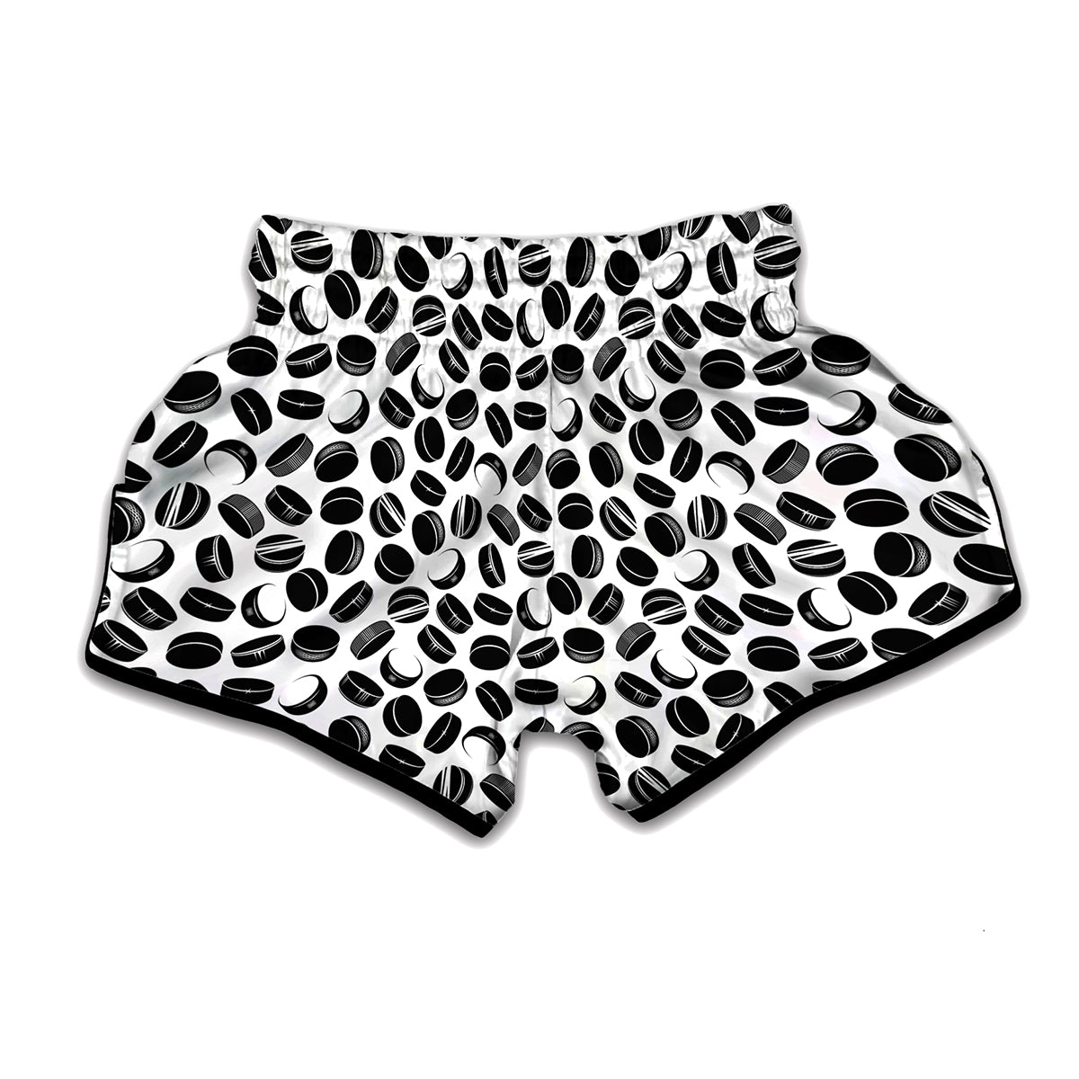 Hockey Puck Pattern Print Muay Thai Boxing Shorts