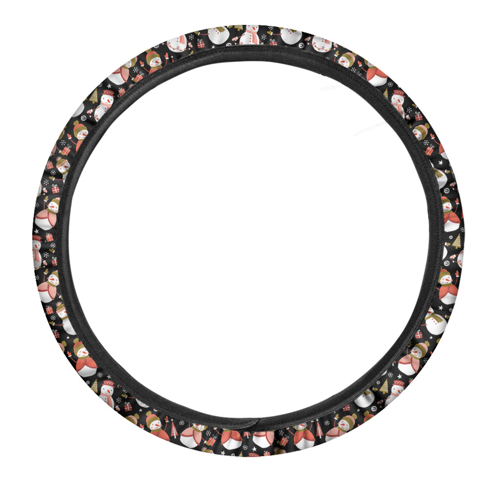 Holiday Snowman Pattern Print Car Steering Wheel Cover