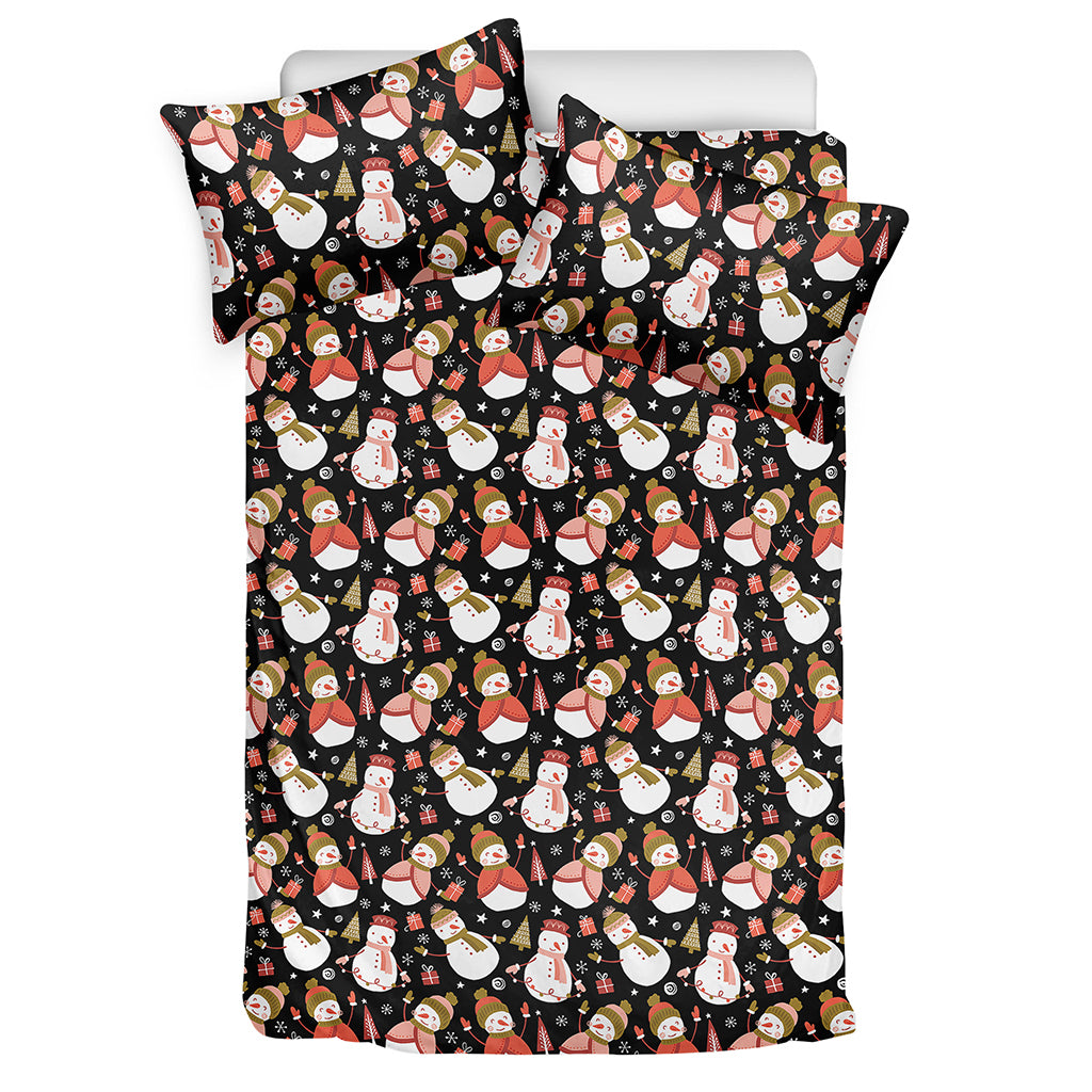 Holiday Snowman Pattern Print Duvet Cover Bedding Set