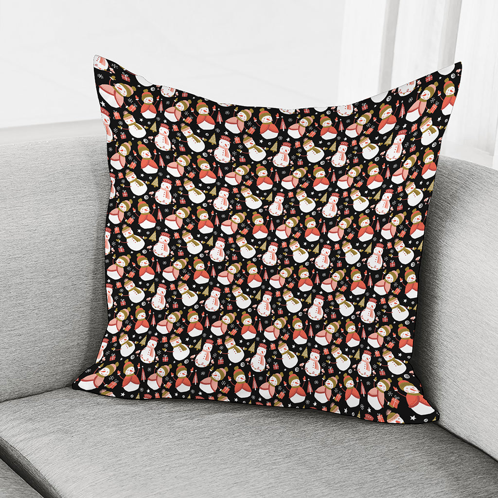 Holiday Snowman Pattern Print Pillow Cover