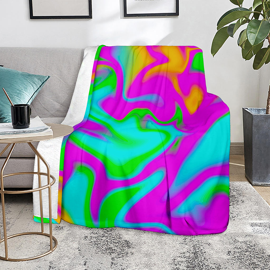 Holographic Neon Liquid Trippy Print Blanket