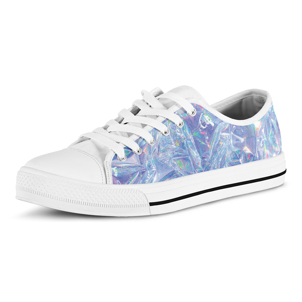 Holographic Texture Print White Low Top Shoes