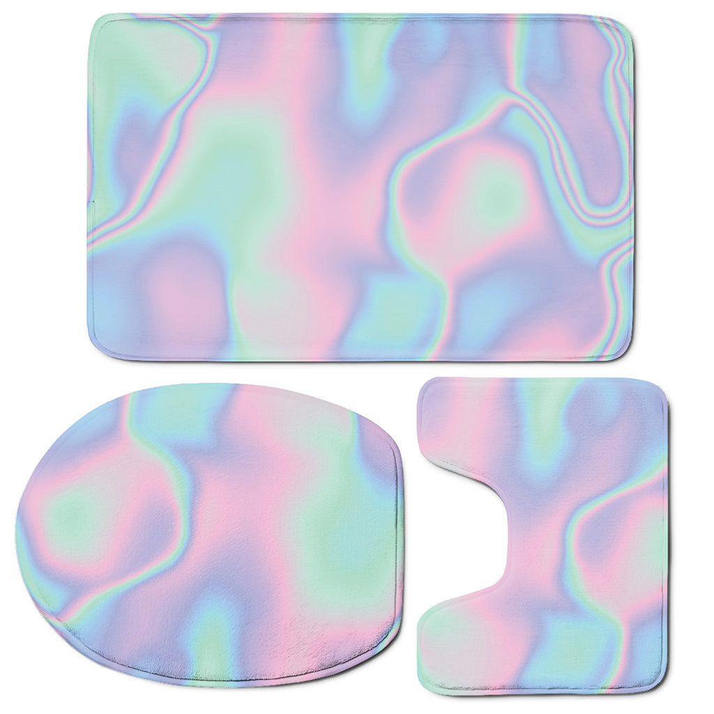 Holographic Waves Print 3 Piece Bath Mat Set