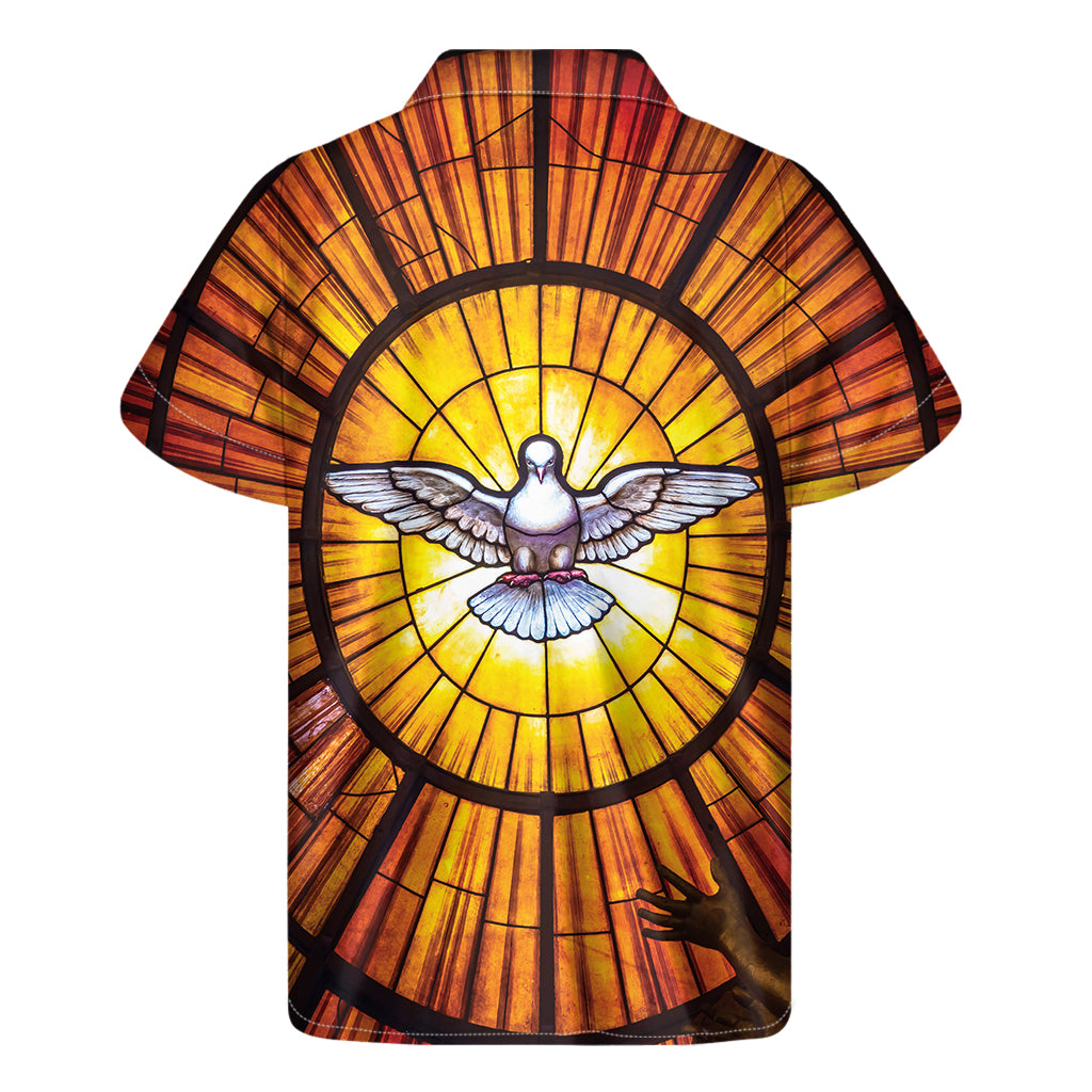Holy Spirit Dove Stained Glass Print Men's Short Sleeve Shirt